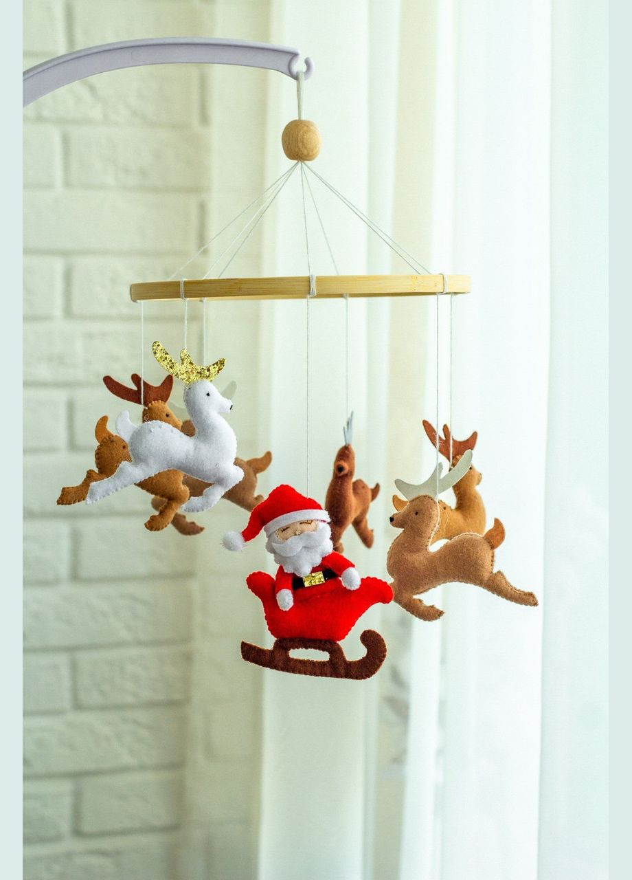 Дитячий музичний мобіль на ліжечко для немовлят WooolyWool «Санта» з 35 мелодіями No Brand (342757831)