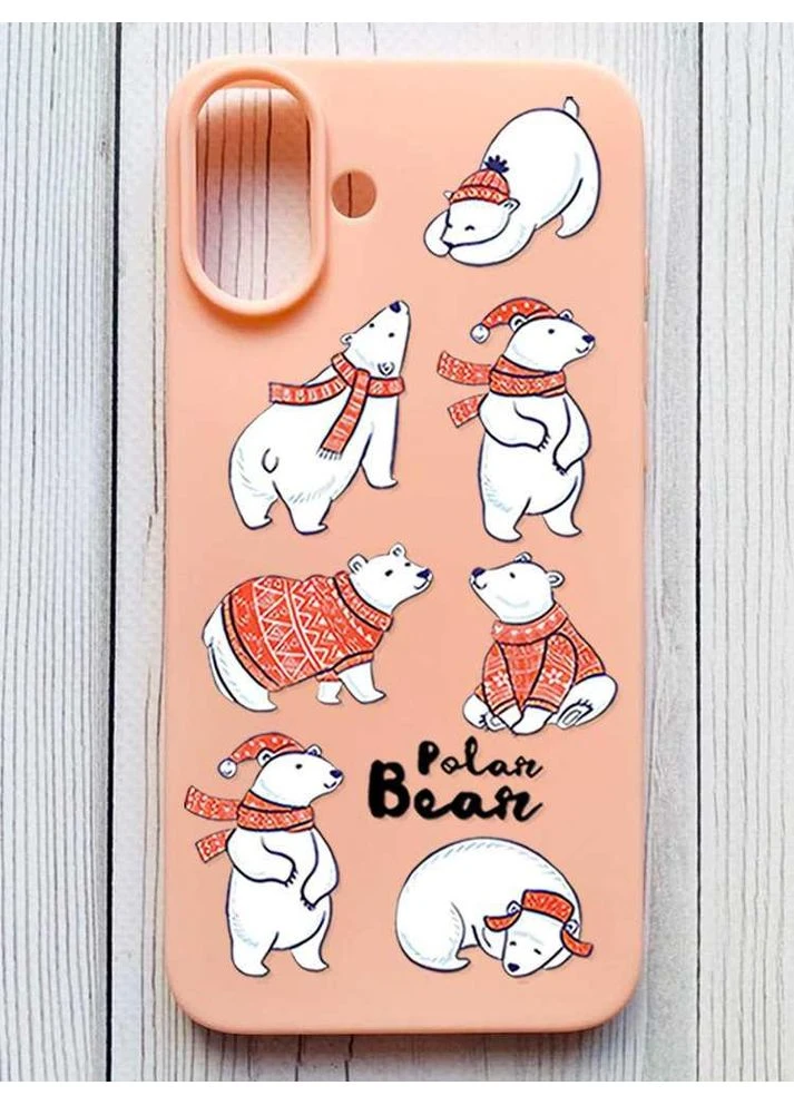 Матовий персиковий чохол на iPhone 16 Plus Ведмедики (принт 145) Silicone Case (356127853)