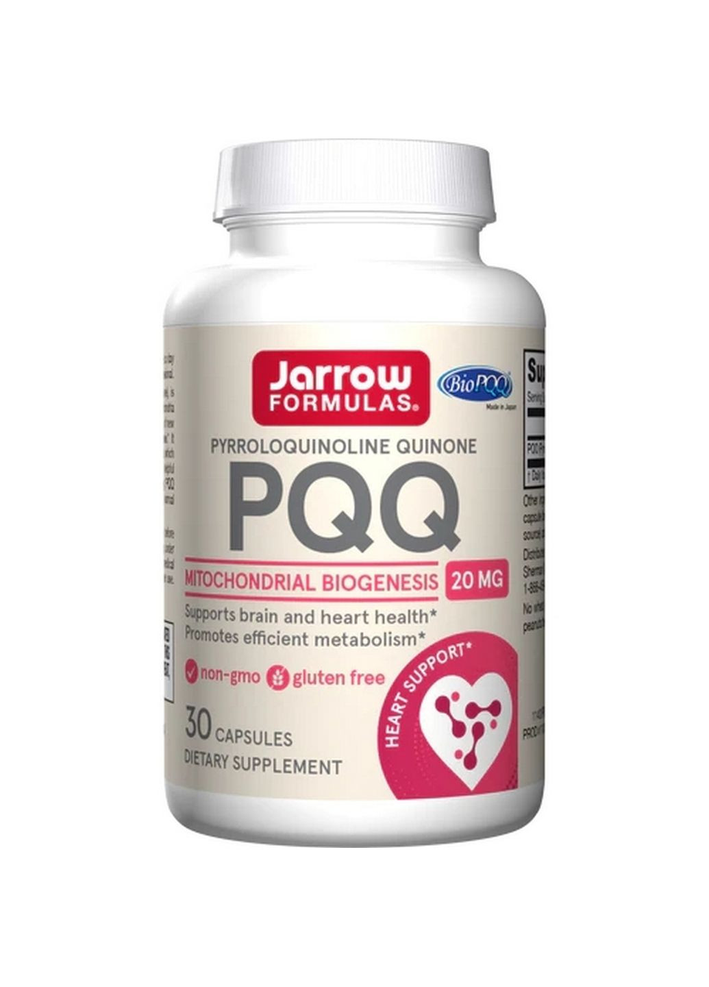 Витамины и минералы PQQ 20 mg, 30 капсул Jarrow Formulas (293338338)