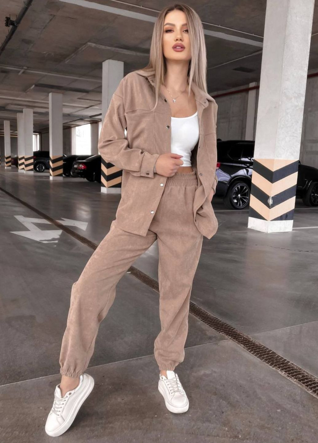 Базовый повседневный костюм вельветовый двойка: рубашка на кнопках + штаны на резинке Tik-Tak (324162249)