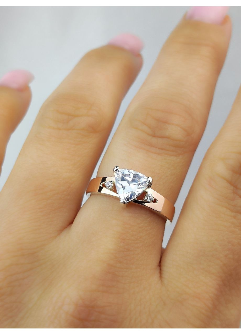 Кольцо серебряное 925 пробы с золотыми вставками 375 пробы 15.5-20р No Brand (366200265)