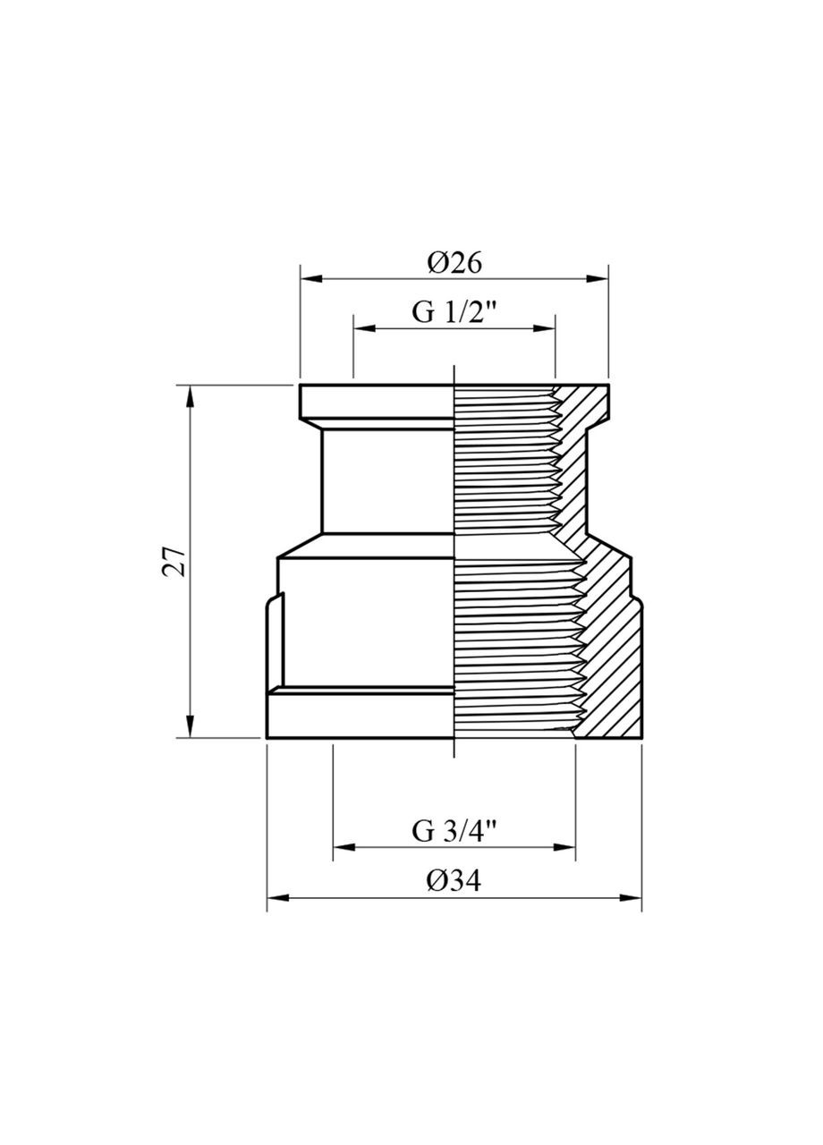 Муфта переходная усиленная 3/4"х1/2" ВВ никелированная НК0311-ВН Lexline (332956810)