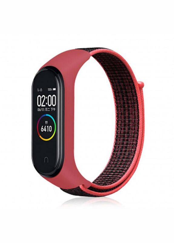 Ремінець Nylon Style для Xiaomi Mi Smart Band 5/Mi Smart Band 6 Black/Red (705416) BeCover (341487773)