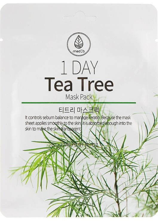 Маска тканинна для обличчя з екстрактом чайного дерева Tea Tree Mask Pack 27g (877760-16164) Med B (368902416)