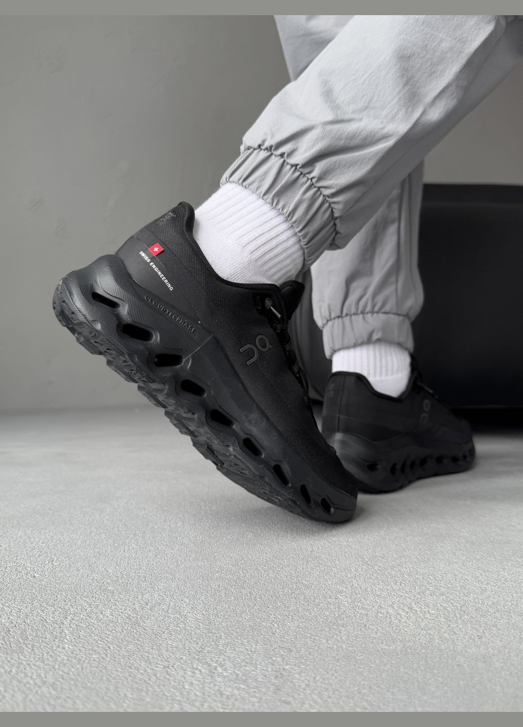 Чорні Осінні кросівки чоловічі loewe x cloudtilt total black | лоеве чорні No Brand