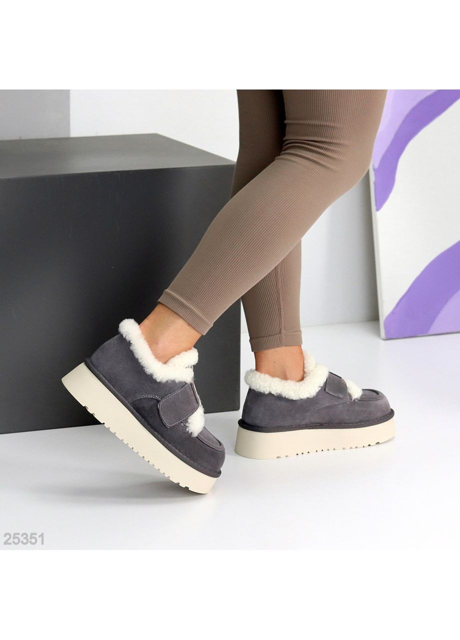 No Brand Зимние лоферы серый з натуральная замша, — зима (369363718)