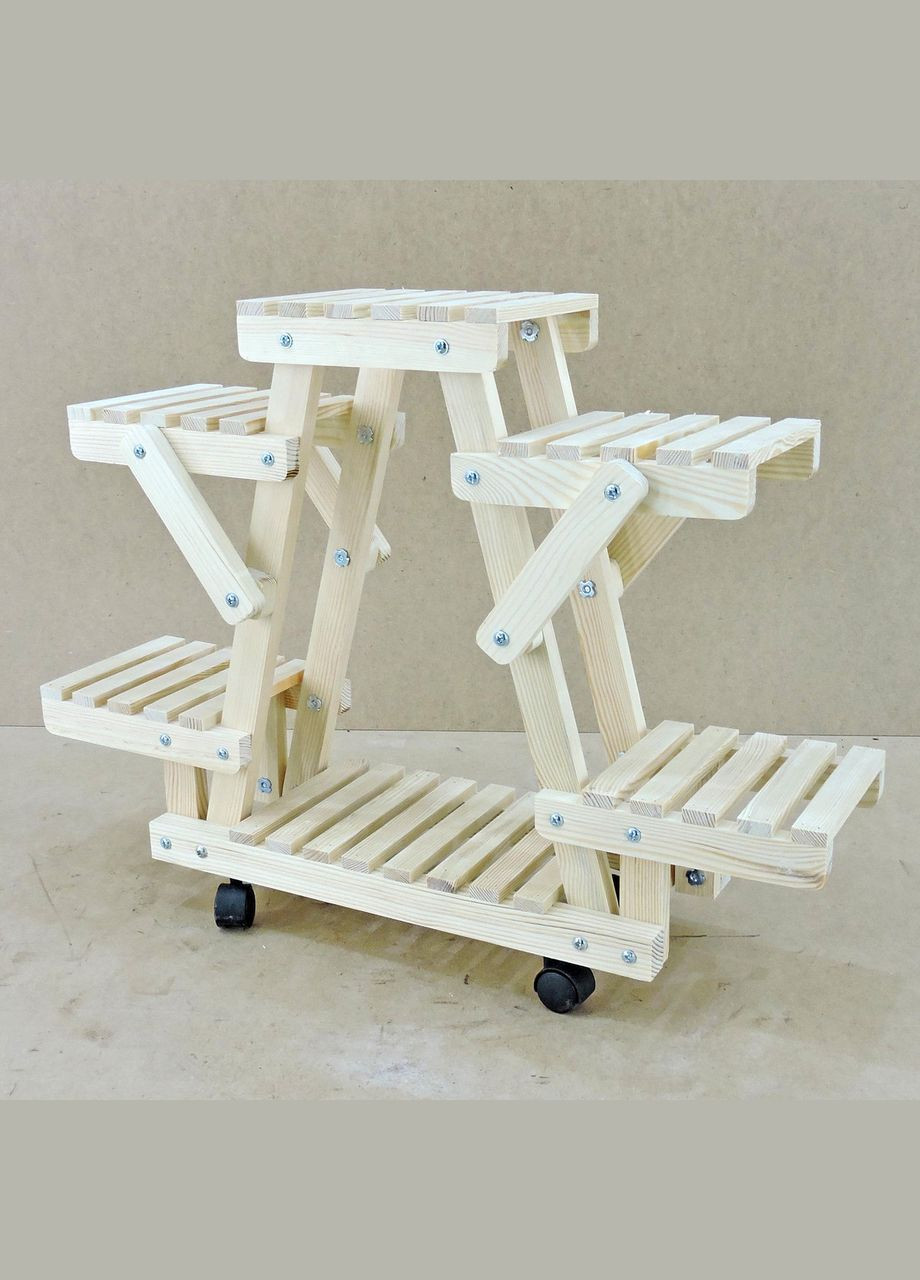 Подставка для цветов из дерева Тулуза на колёсиках бланже (ЦВТ-101701) No Brand (328226713)