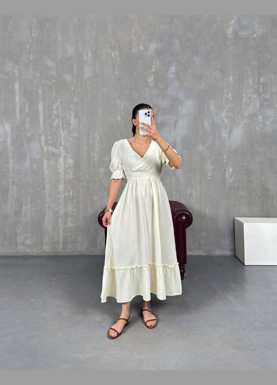 Молочна повсякденний літня максі сукня Adelante однотонна