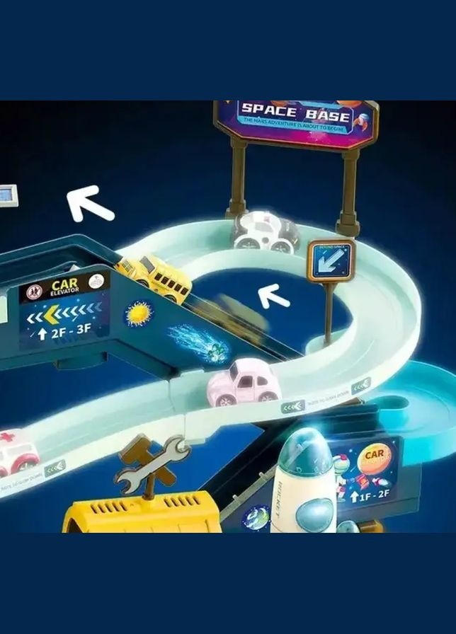 Дитячий паркінг з світловими та звуковими ефектами Гараж T905A Космічна станція Fun Game (327797106)