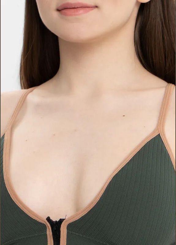 Женский спортивный топ на молнии с чашечками пуш ап эффектом на тонких бретельках топы с глубоким вырезом Cindylove (295045447)