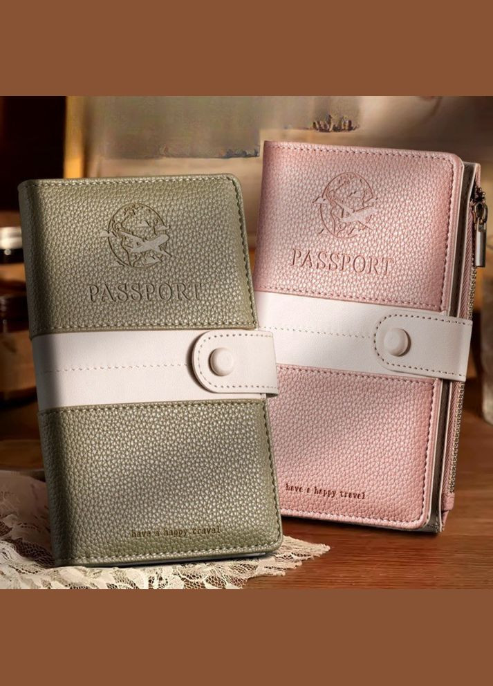 Обкладинка для паспорта, холдер дорожній для паспорта, посвідчення, банківських карт, квитків і документів, хакі No Brand (369802746)