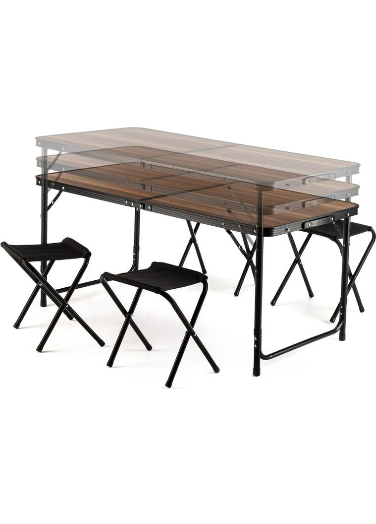 Стол туристический раскладной с 4 стульями орех Outtec (301865522)
