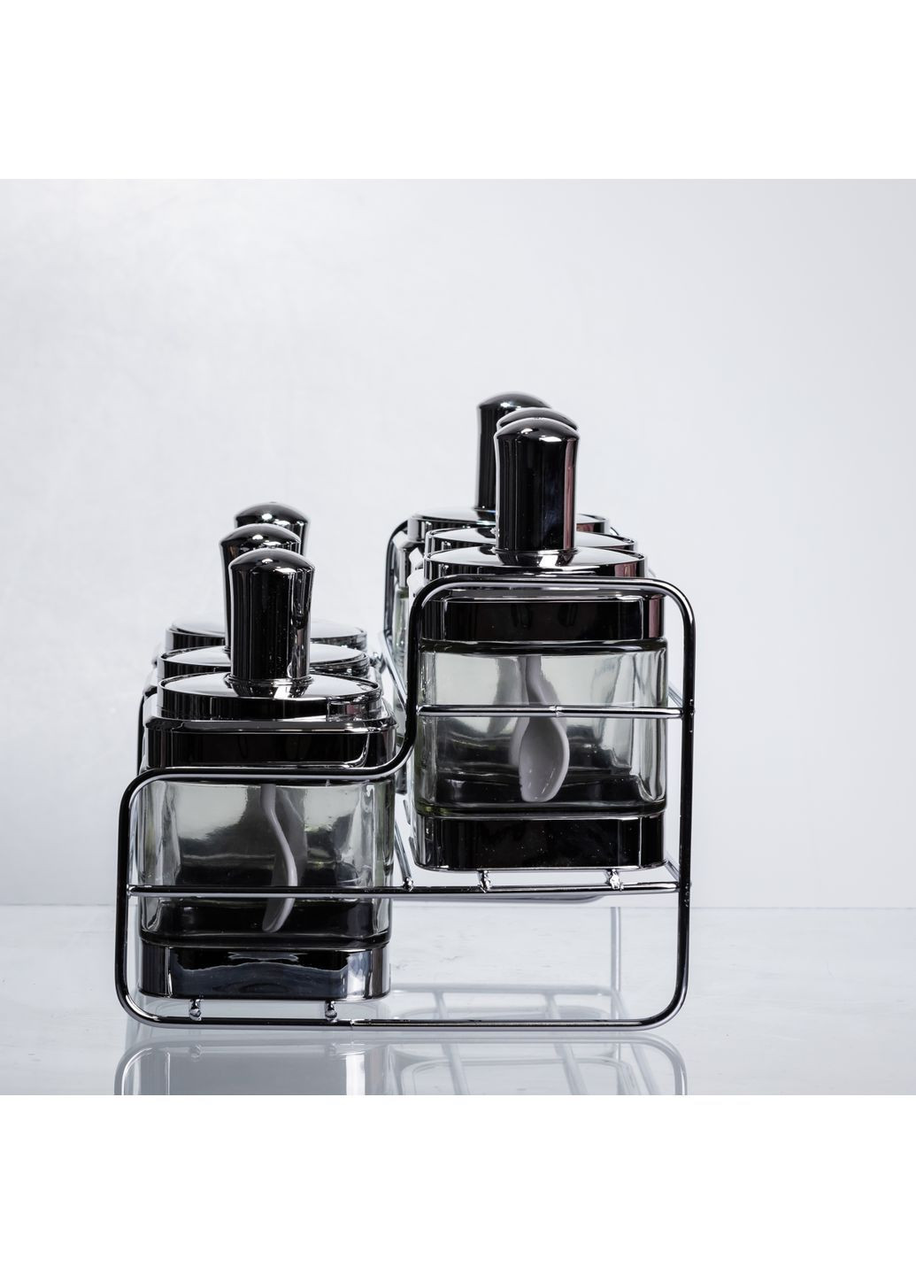 Набір банок для сипучих продуктів з ложкою 6 шт, хром HP-1341 No Brand (366830675)