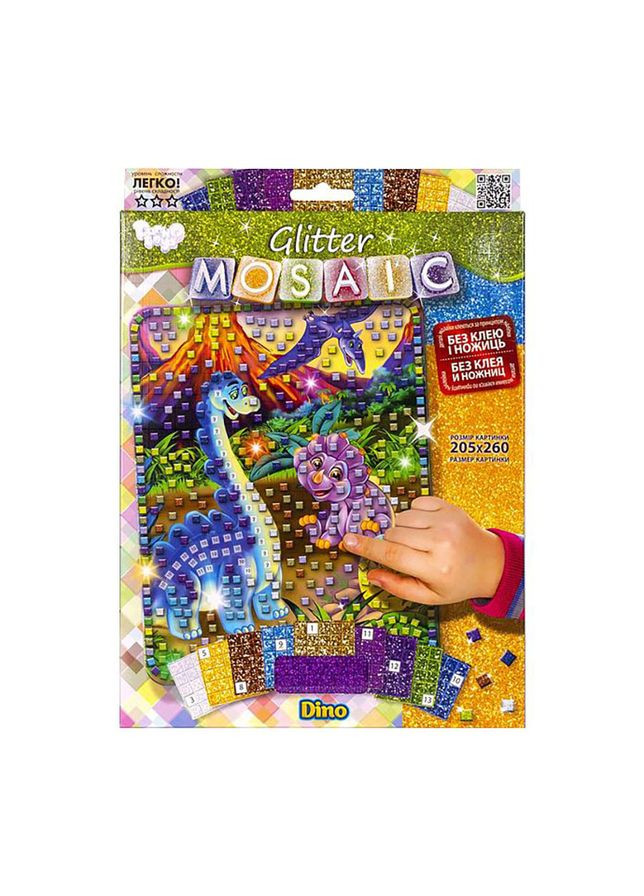 Креативное творчество "Glitter Mosaic Дино" БМ-03-01 блестящая мозаика Danko Toys (370785552)