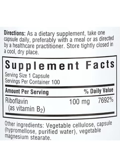 Vitamin B2 100 mg 100 Caps Bluebonnet Nutrition (294058493)