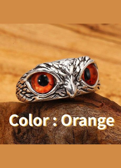 Кольцо в виде Сокола или Совы с яркими оранжевыми глазами размер регулируемый Fashion Jewelry (315478895)