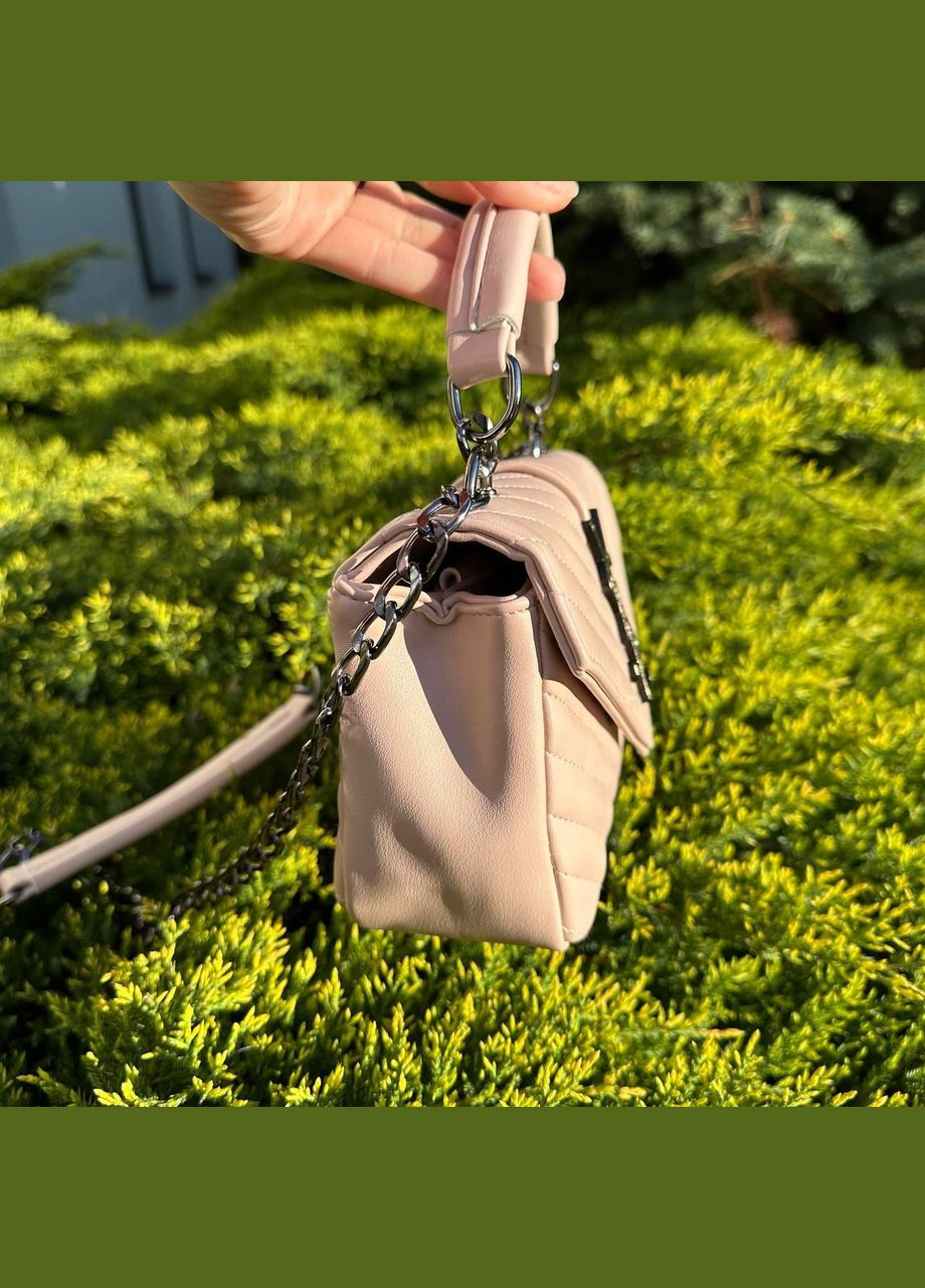 Маленька жіноча сумочка клатч на плече з екошкіри з магнітною застібкою пудра (sku_1227) No Brand (330576897)