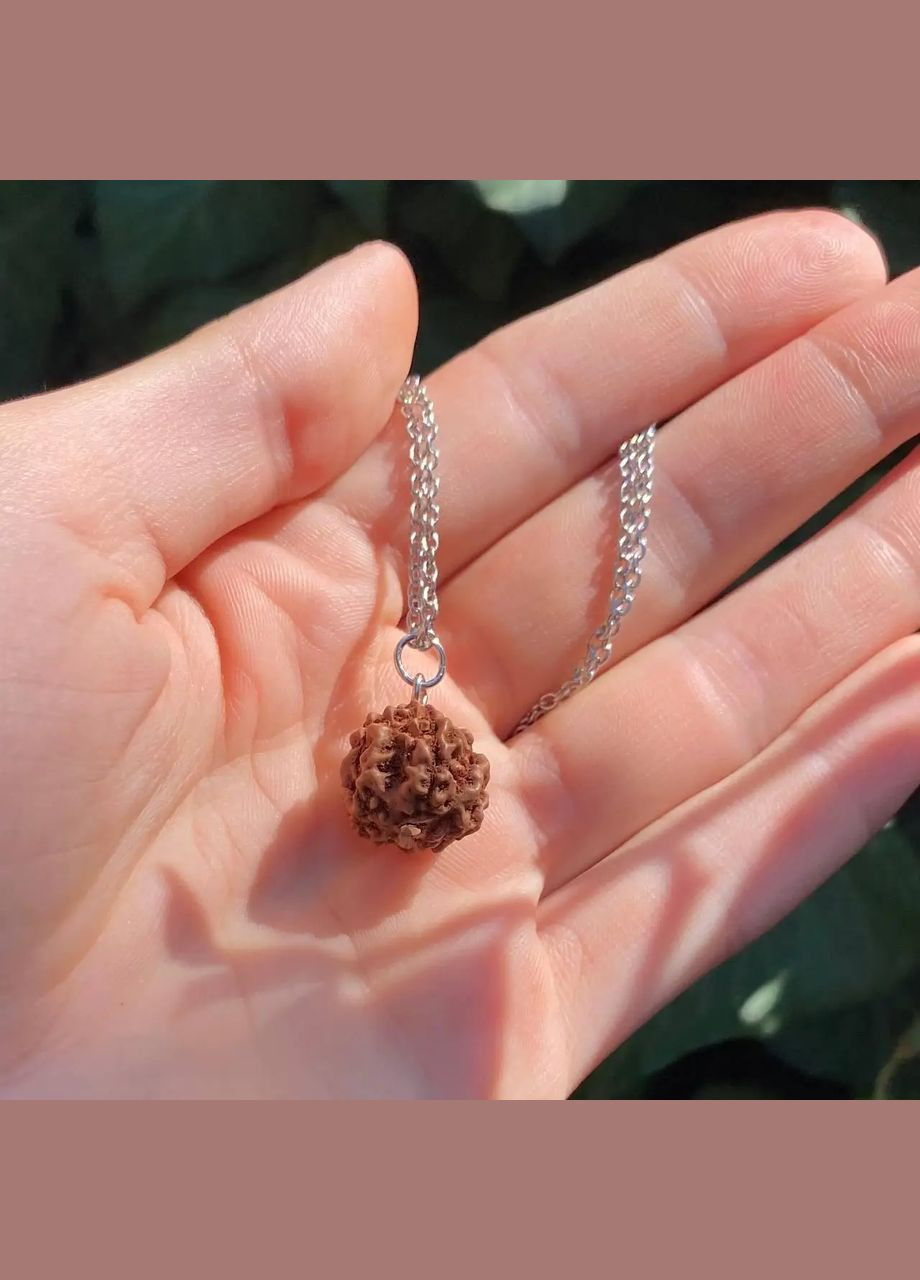 Кулон из ягоды священного дерева Рудракши, d-12мм, фур-ра нержавеющая сталь, цепочка 50-55см No Brand підвіска (301425222)