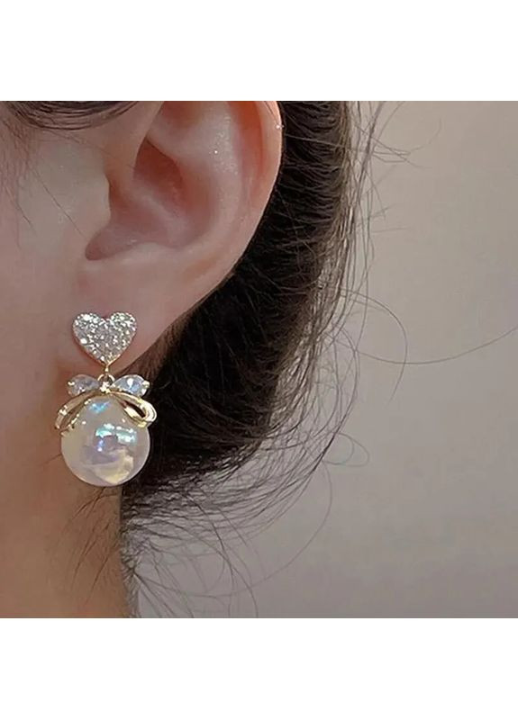 Серьги и жемчужины висячие в форме сердца с жемчужинами. No Brand (361851303)