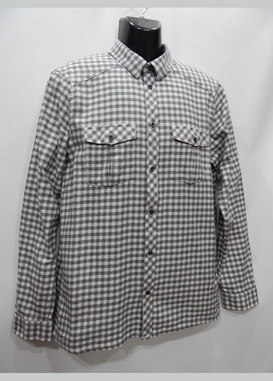 Серая классическая рубашка в клетку No Brand