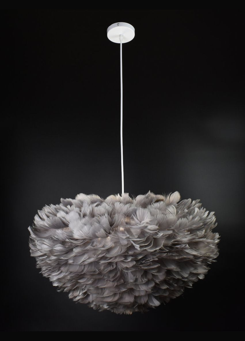 Люстра подвесная с перьями на 3 лампочки 26708 Белый 40-120х60х60 см. Sunnysky (364498044)