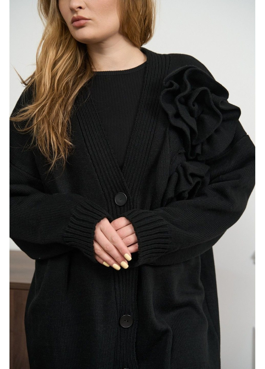 Кардиган жіночий в'язаний оверсайз HEART чорний Handy Wear (323652890)