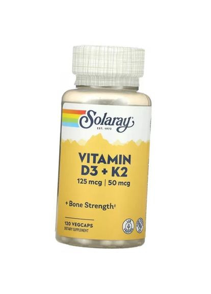 Кальций Д3 К2, Vitamin D3+K2, 120вегкапс (36411018) Solaray (293256647)