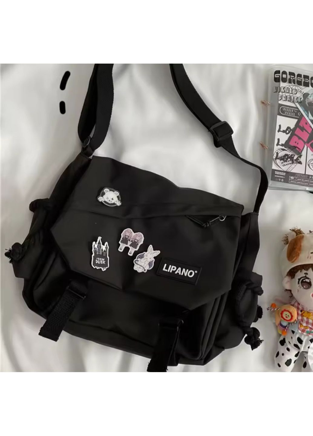 Світло-бежева молодіжна сумка через плече Lipano, студентська шкільна нейлонова сумка RME (365986086)