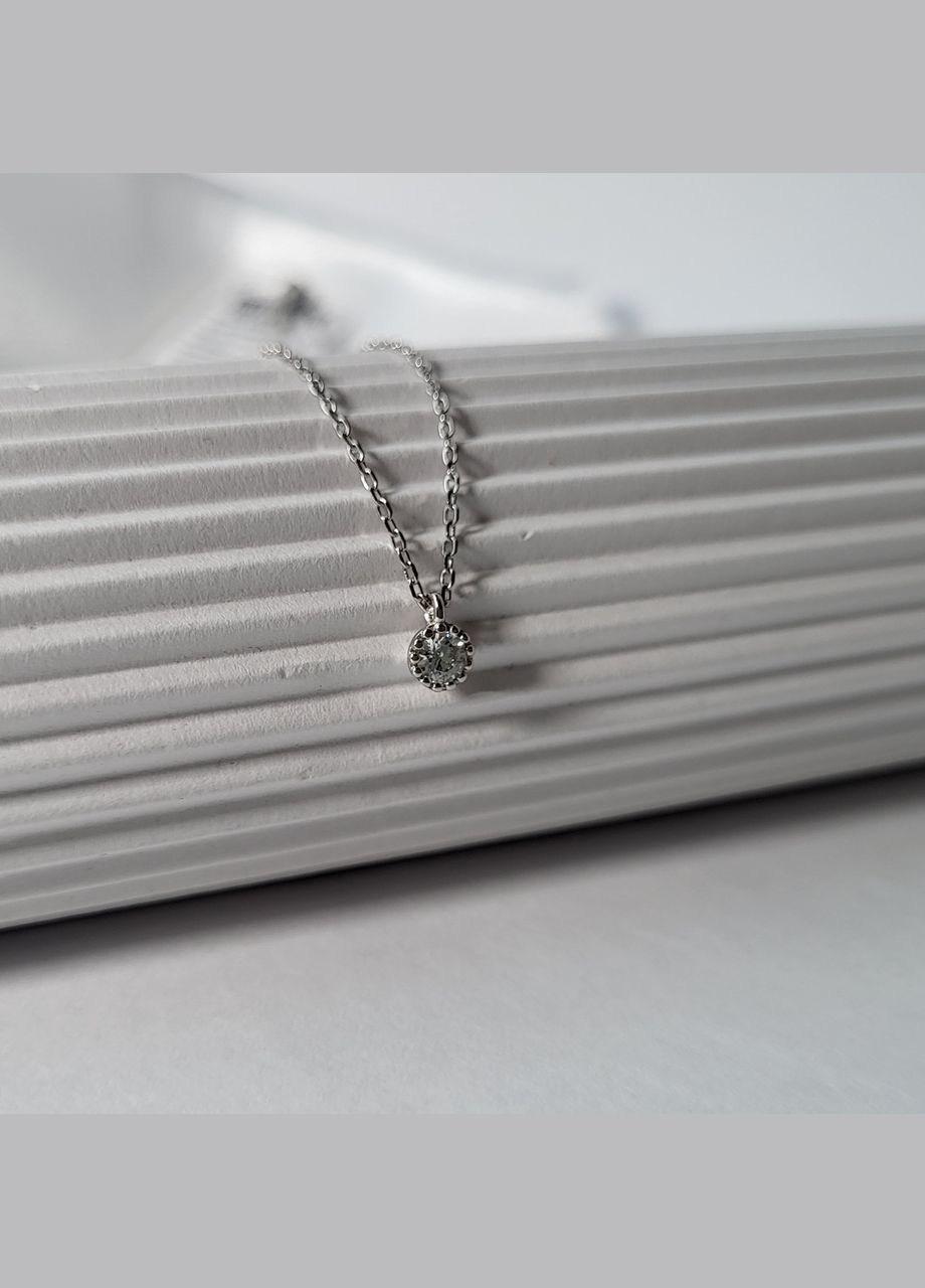 Серебряная цепочка колье с подвеской Камень на цепочке до см Серебро 925 пробы Родированное кл2ф/1008 1.40г No Brand (306854506)