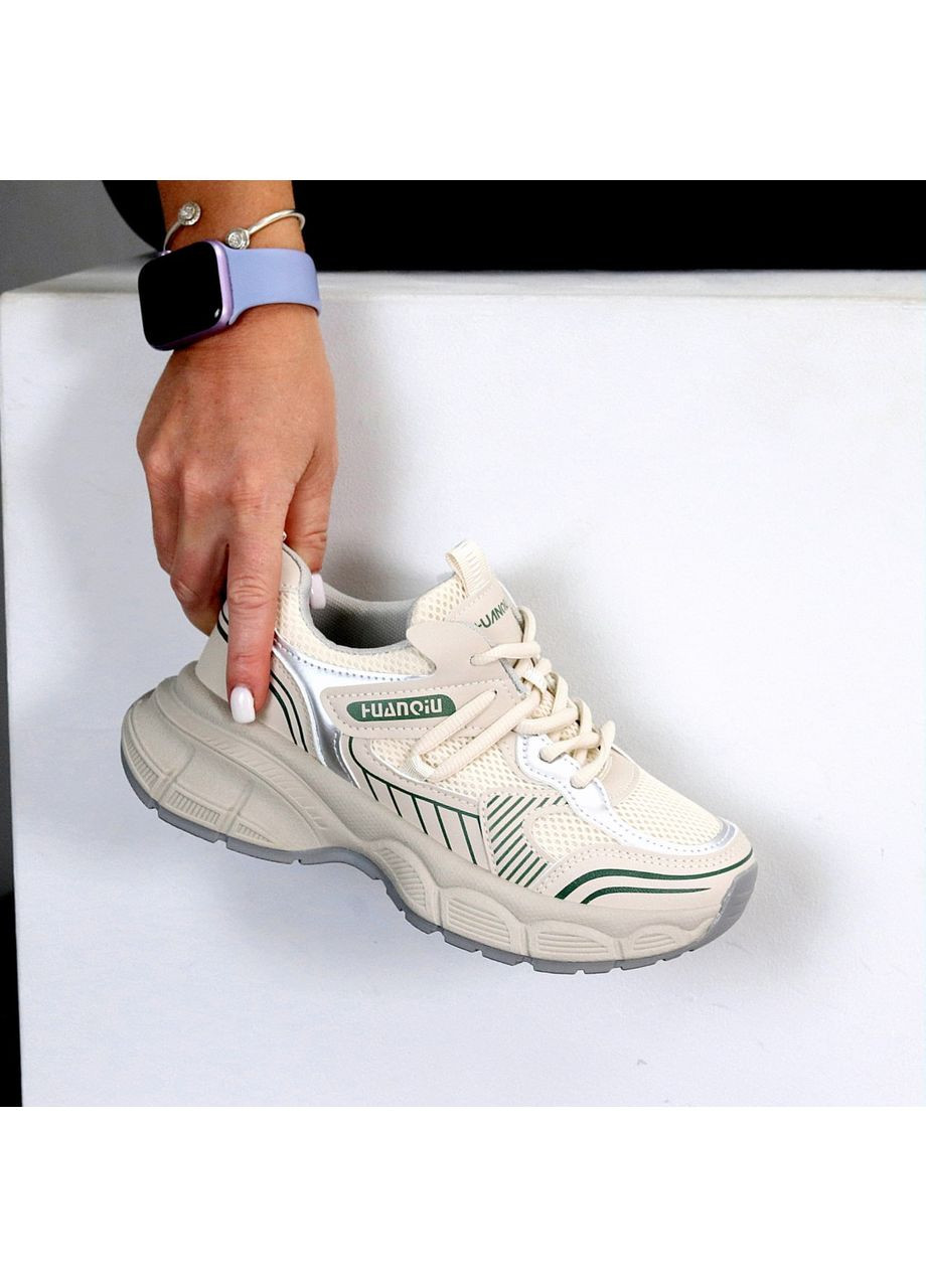 Кроссовки женские Kerstin Dinars, беж с серебром No Brand бежевые (358644996)