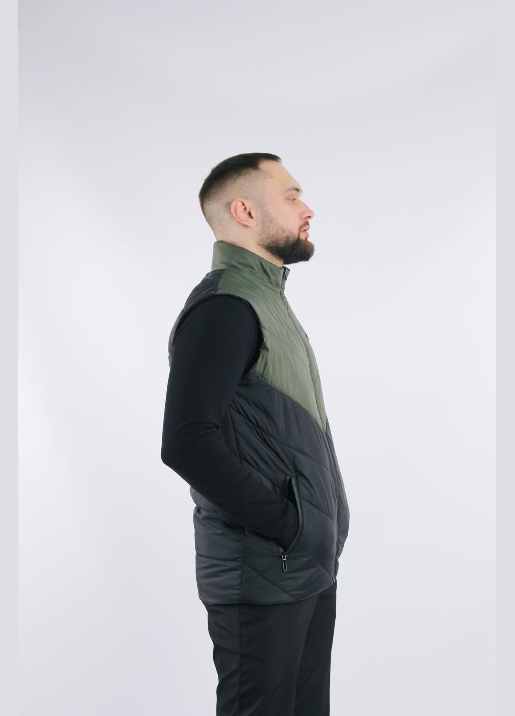 Жилетка чоловіча "Clip" хакі-чорна No Brand (359378502)