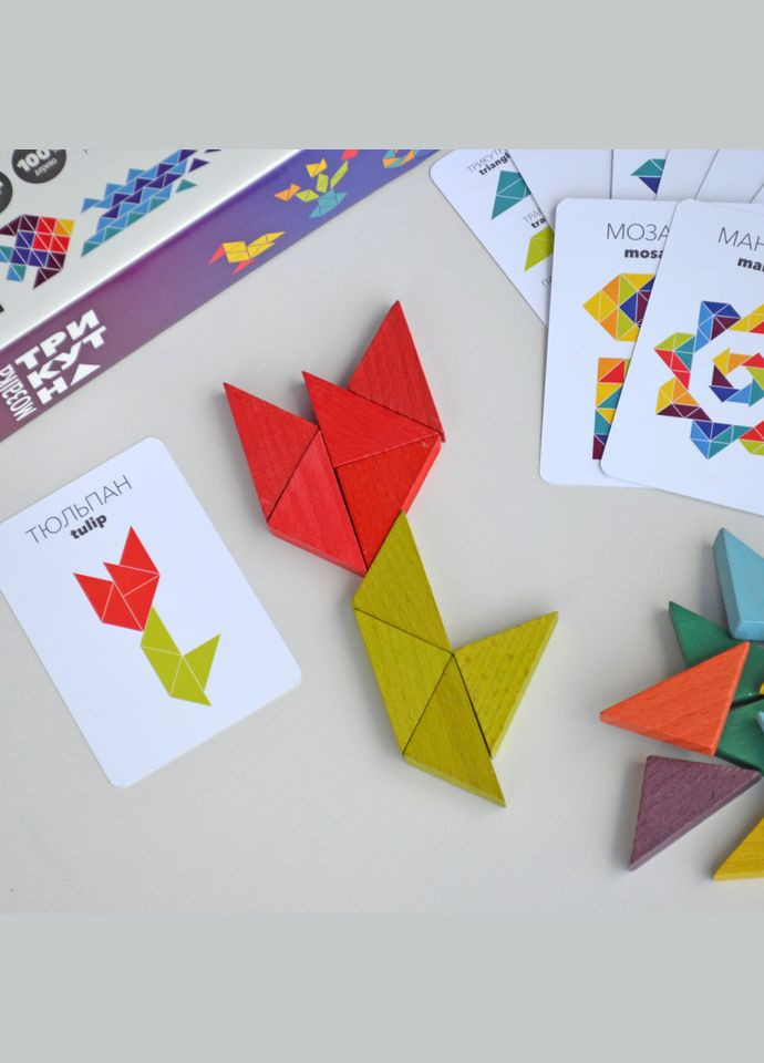 Дерев'яна гра "Трикутна мозаїка" 900194, 64 деталі Kupik (308861862)