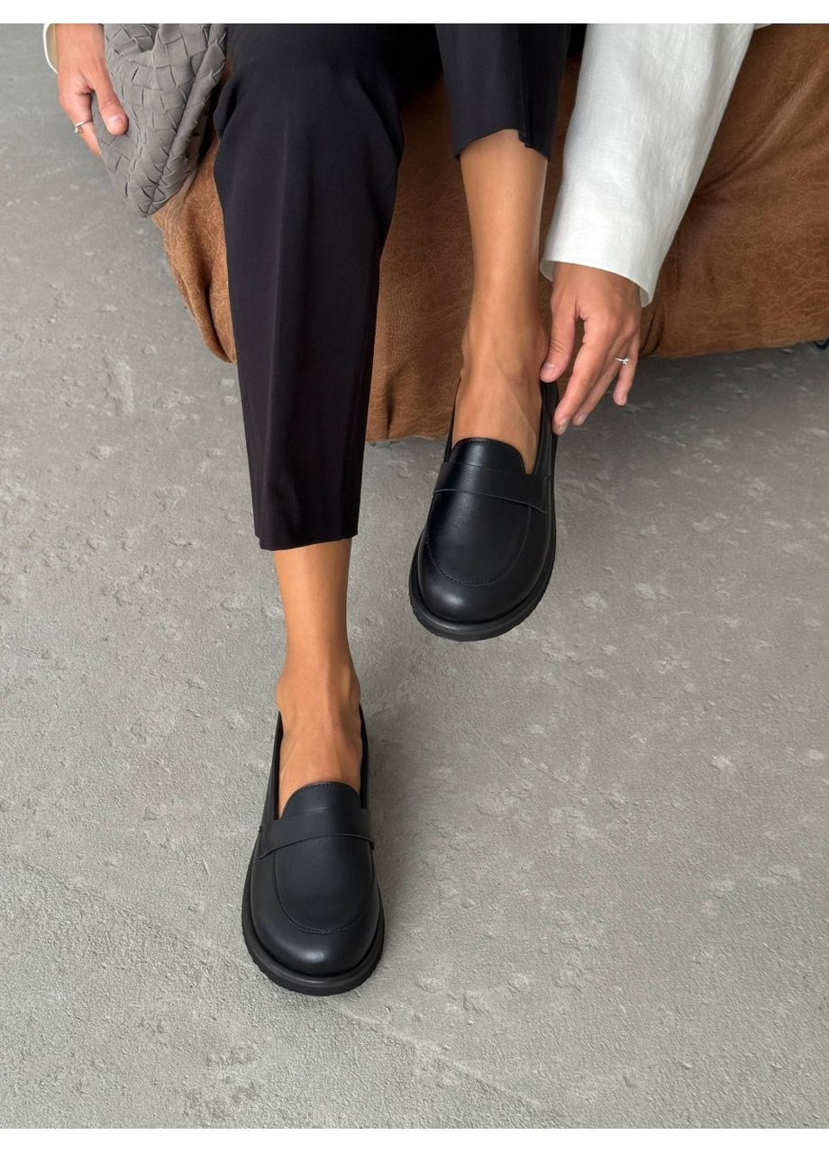 Черные анатомические кожаные лоферы Helen