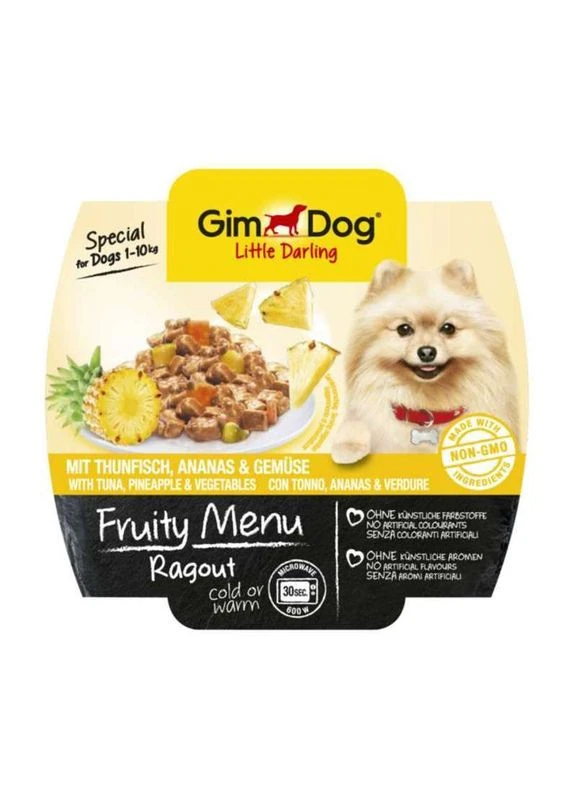 Рагу с тунцом, ананасом и овощами для собак мелких пород LITTLE DARLING Fruity Menu - 100 г GimDog (380398034)