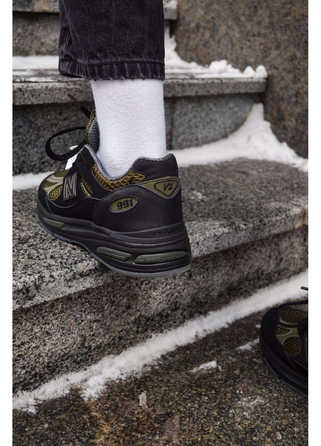 Сірі Осінні кросівки чоловічі new balance 991 stone island black olive green нью беланс 991 No Brand