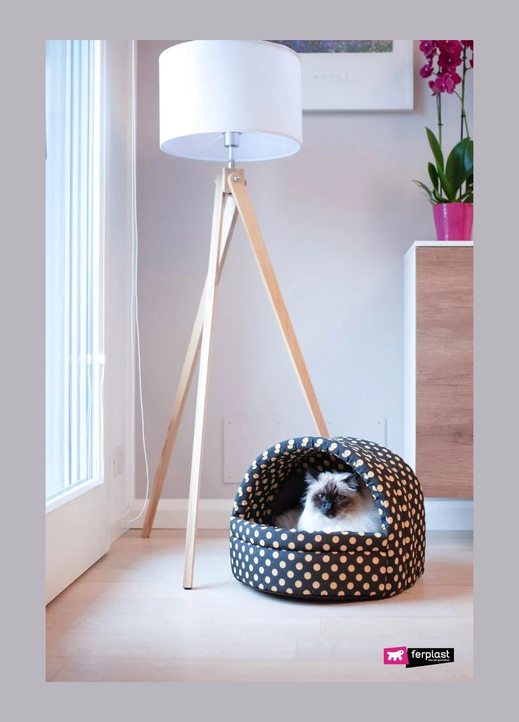 М'який будиночок для котів і маленьких собак Alveo (Ферпласт Алвео) 45 х 43 х 40 см — 45, Коричневий Ferplast (297511382)