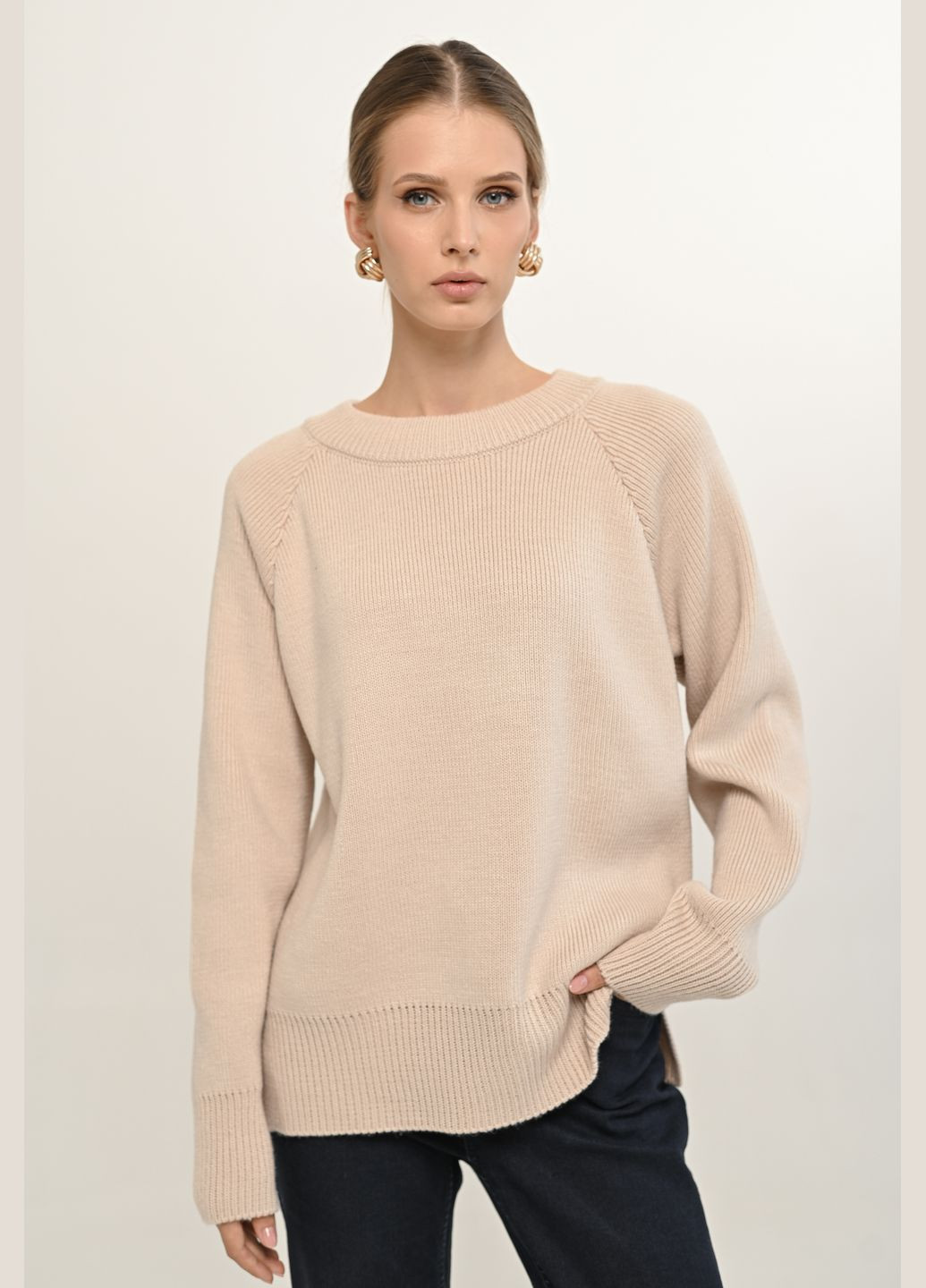 Пудровый зимний свитер базовый джемпер Teplo