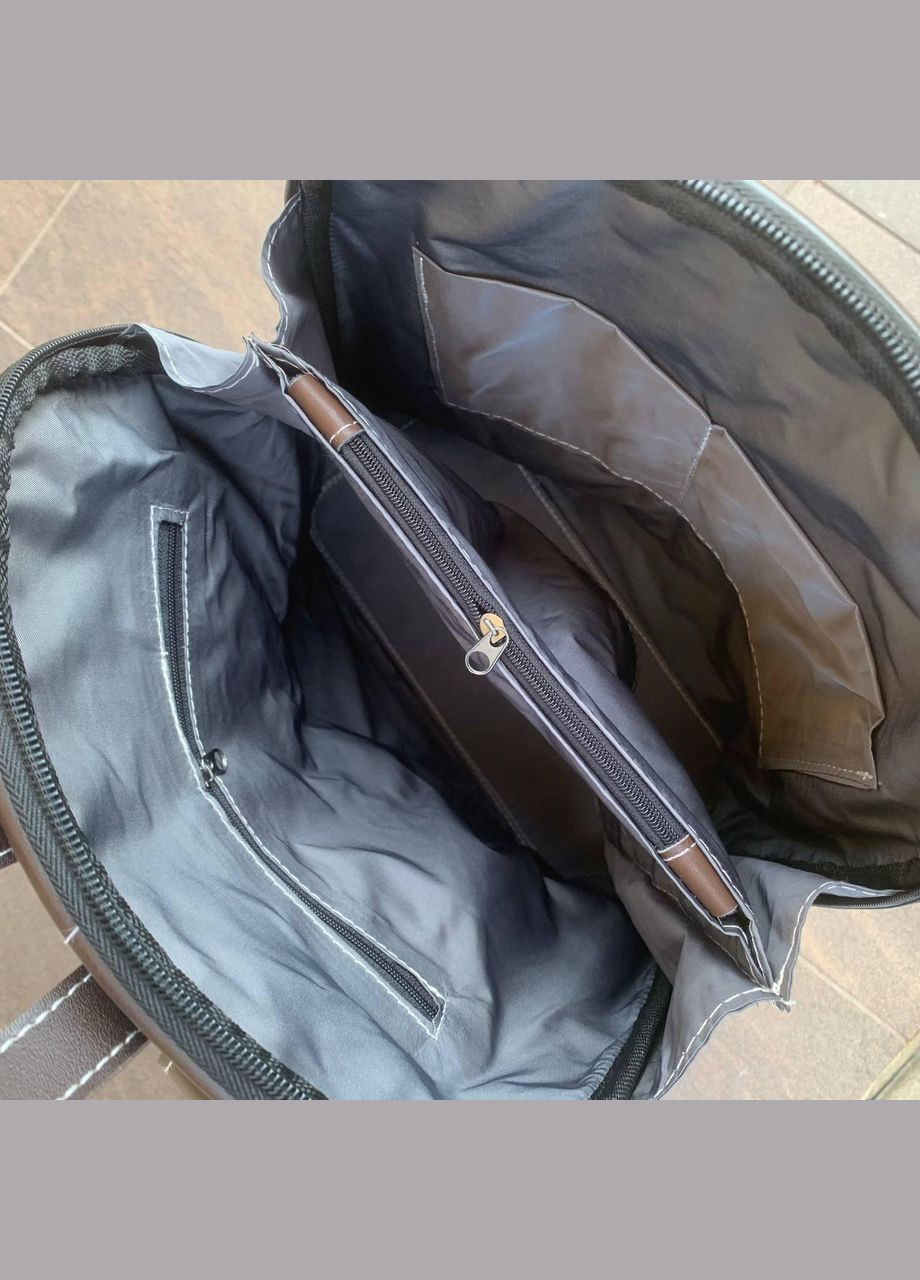 Великий жіночий рюкзак сумка трансформер формат А4 із екошкіри з перегородкою чорний (sku_1047КЛ) No Brand (330576956)