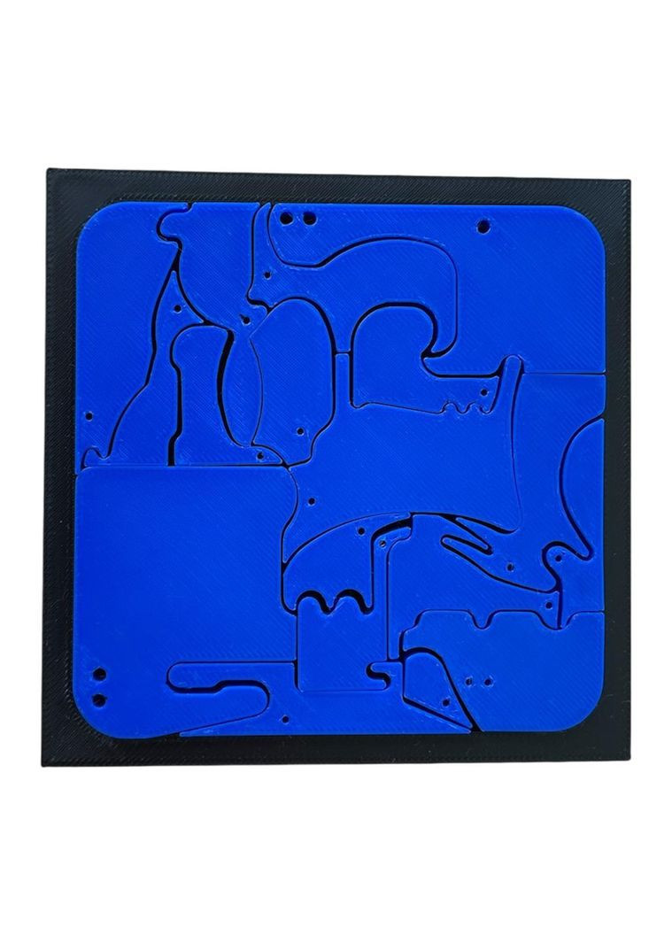 Головоломка-пазл для дітей "Звірята" синя No Brand (364502633)