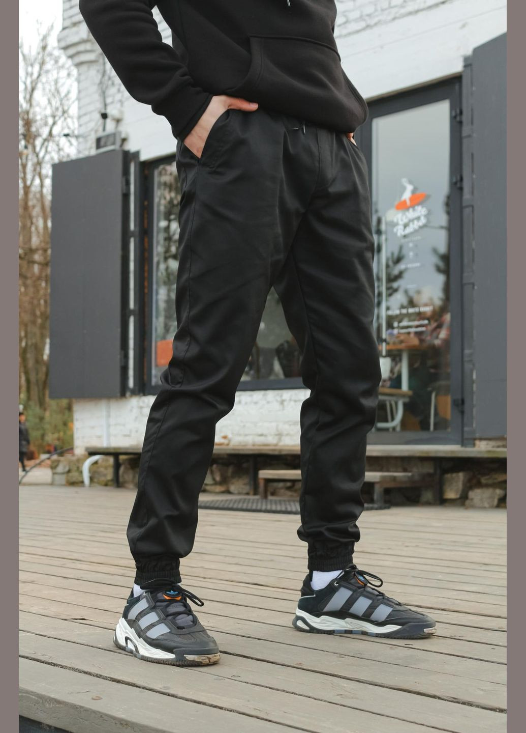 Черные демисезонные брюки No Brand