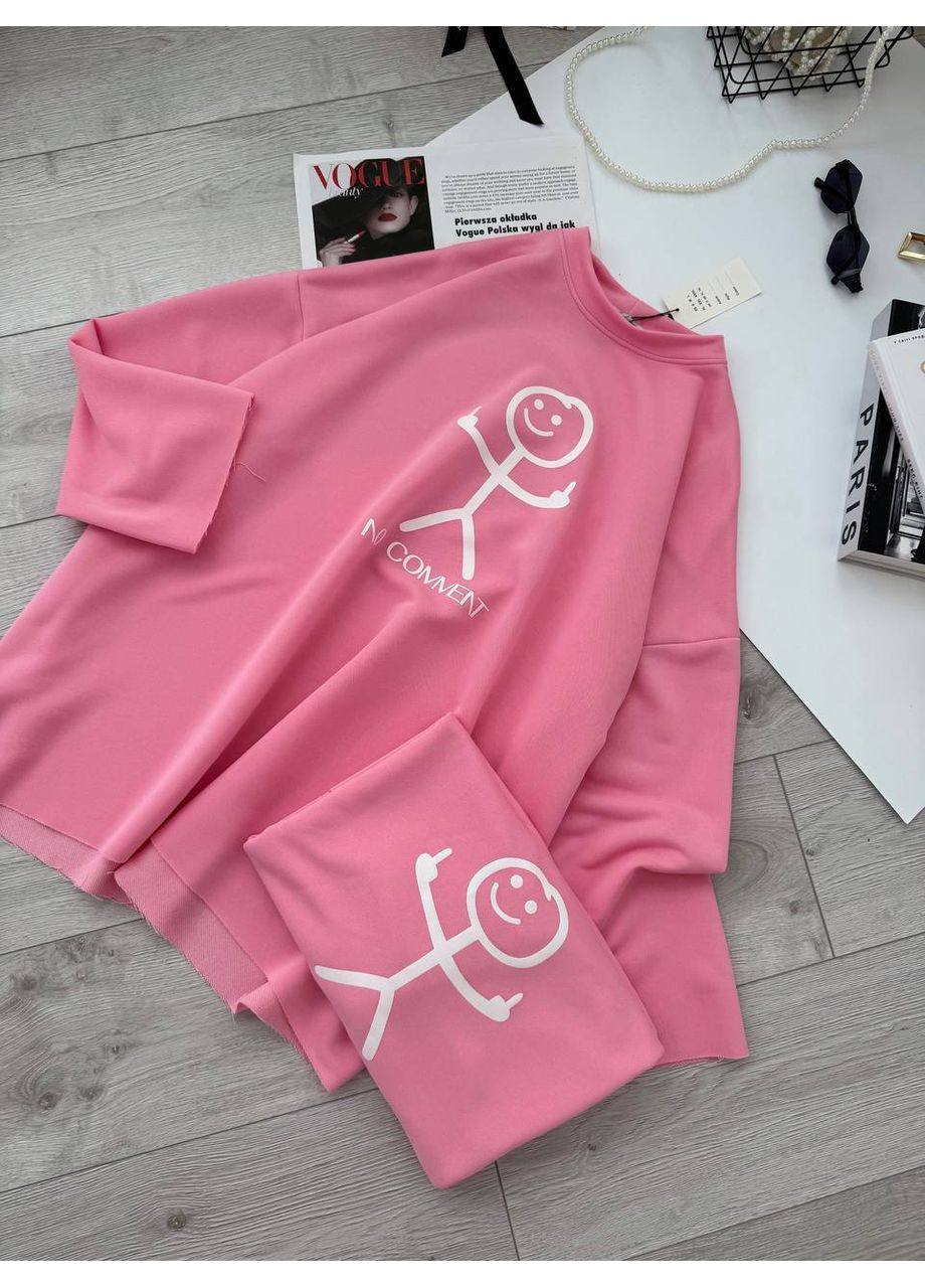 Розовый свитшот женский oversize — замер в описании DK/DL Мода без кордонів надпись без декора (366526992)