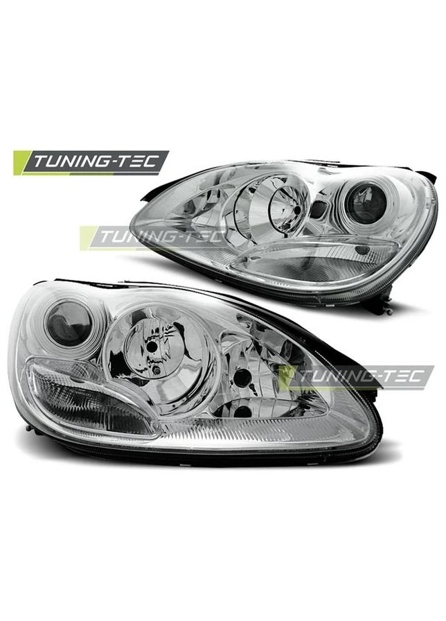 Передні фари Mercedes (W220) 1998-2005 хром з лінзами (ЦІНА ЗА ПАРУ) Tuning-Tec S-Class (398175355)