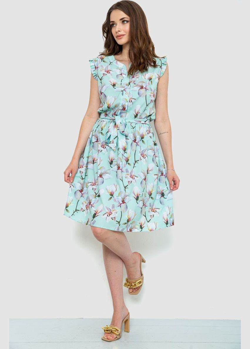 Мятное платье с цветочным принтом, цвет сине-розовый, Ager
