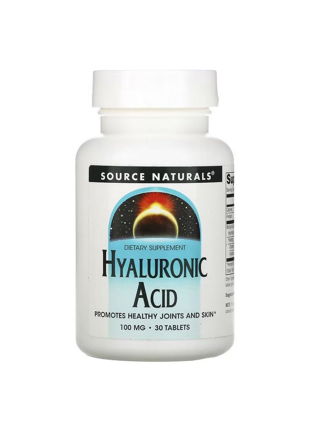 Препарат для суглобів та зв'язок Hyaluronic Acid 100 mg, 30 таблеток Source Naturals (293339804)