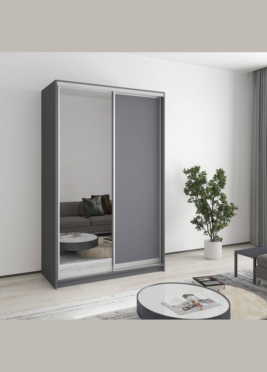 Шкаф-купе двухдверный Стандарт AL ДСП/Зеркало 130x45x210 см (MBS-2363) MebelStar (346288967)