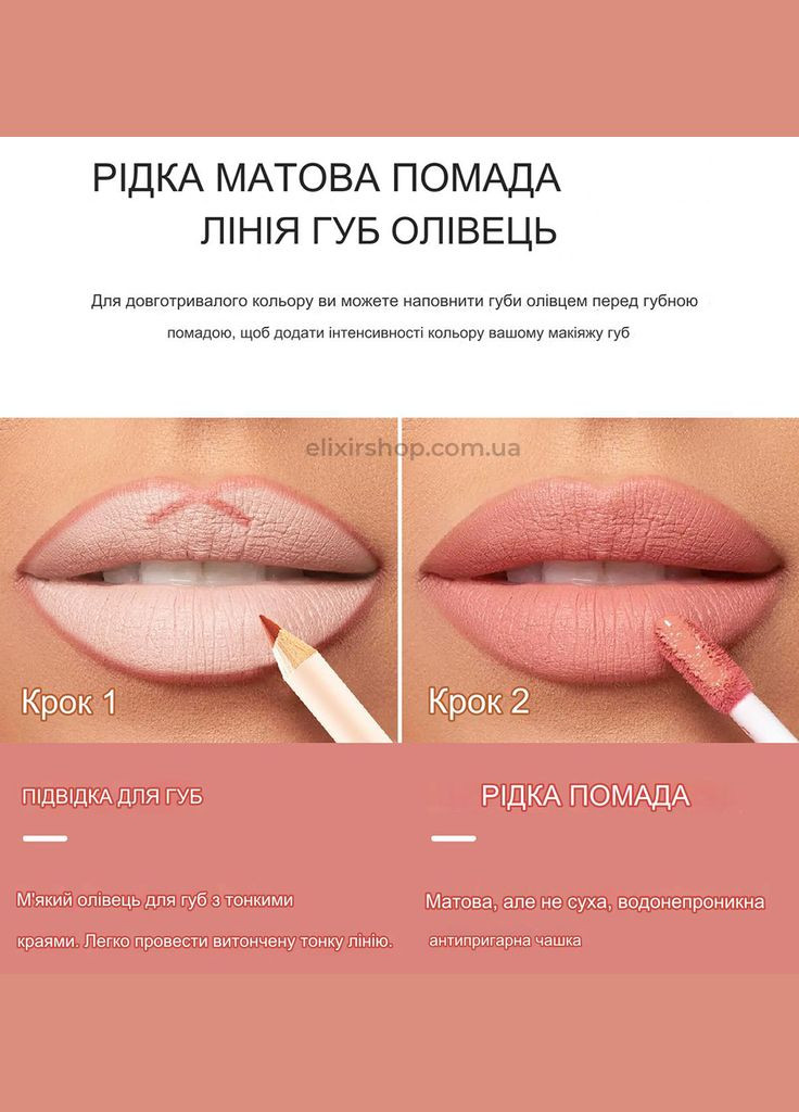 Набор 2в1 жидкая матовая помада и карандаш для губ Lips Kit 12 Handaiyan (314933573)