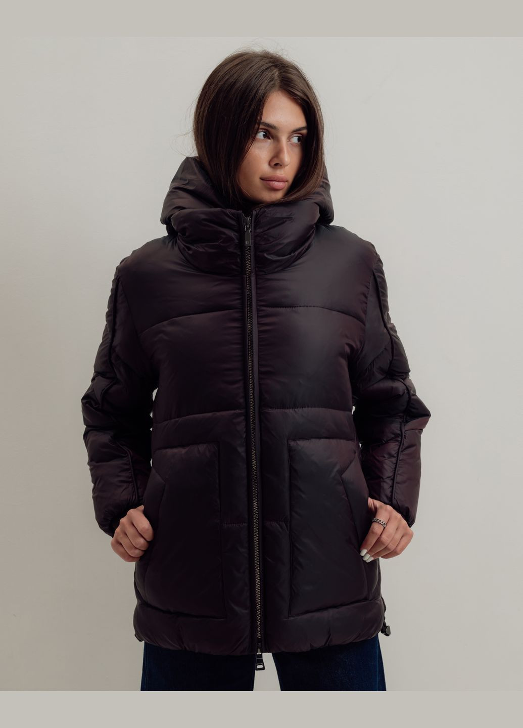 Темно-бордовая зимняя куртка женская зимняя бургунди Batterflei