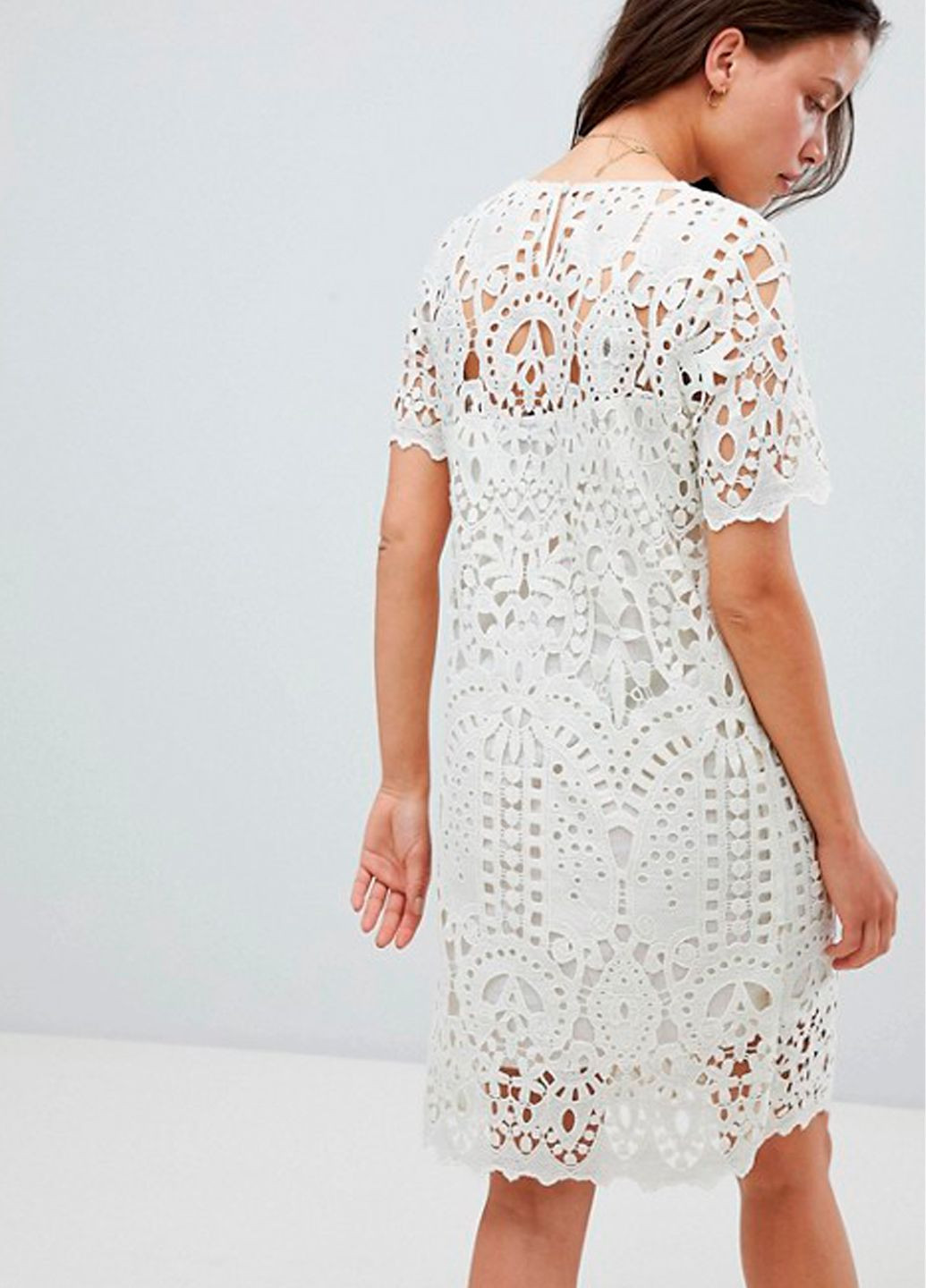 Білий кежуал мереживна міні сукня deby No Brand однотонна