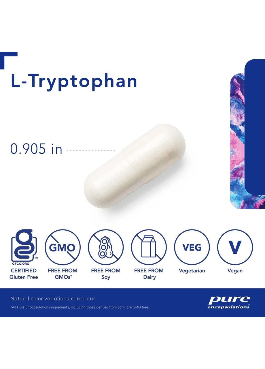 Триптофан (L-Tryptophan) 180 капсул Pure Encapsulations (361116433)