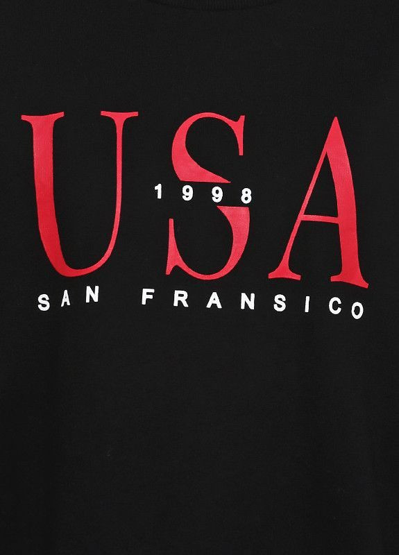 Черный светшот женский H&M надпись без декора (364124612)